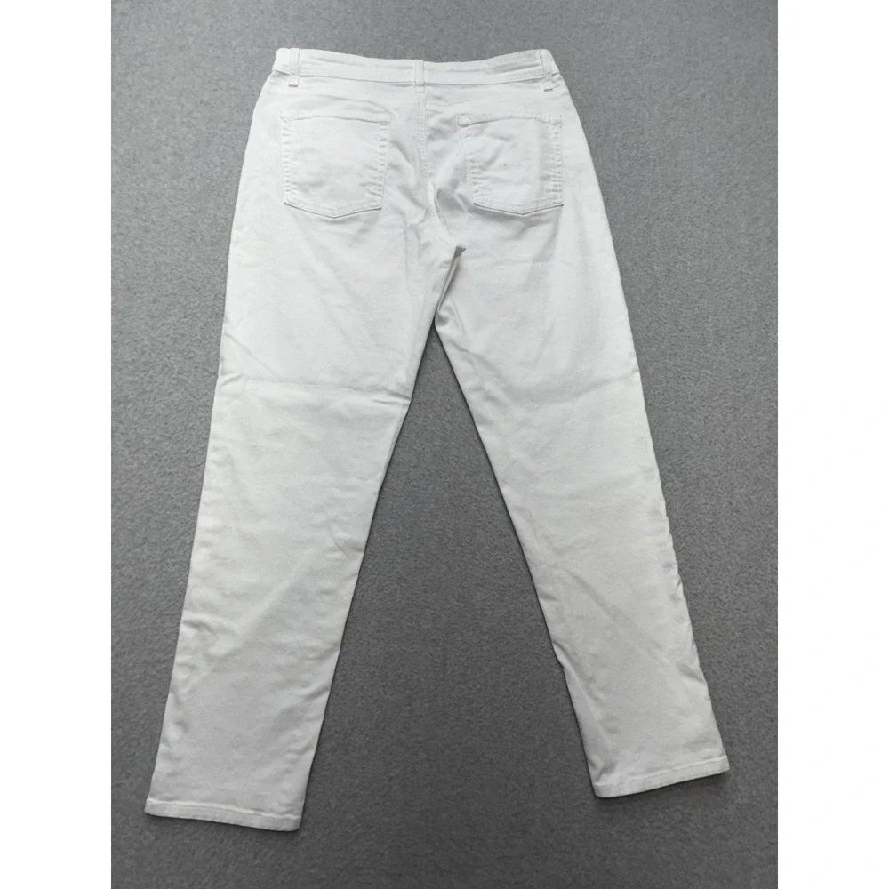 Eileen Fisher Straight Jeans Womens 10 White Organic Cotton Mid Rise‎ Stretch